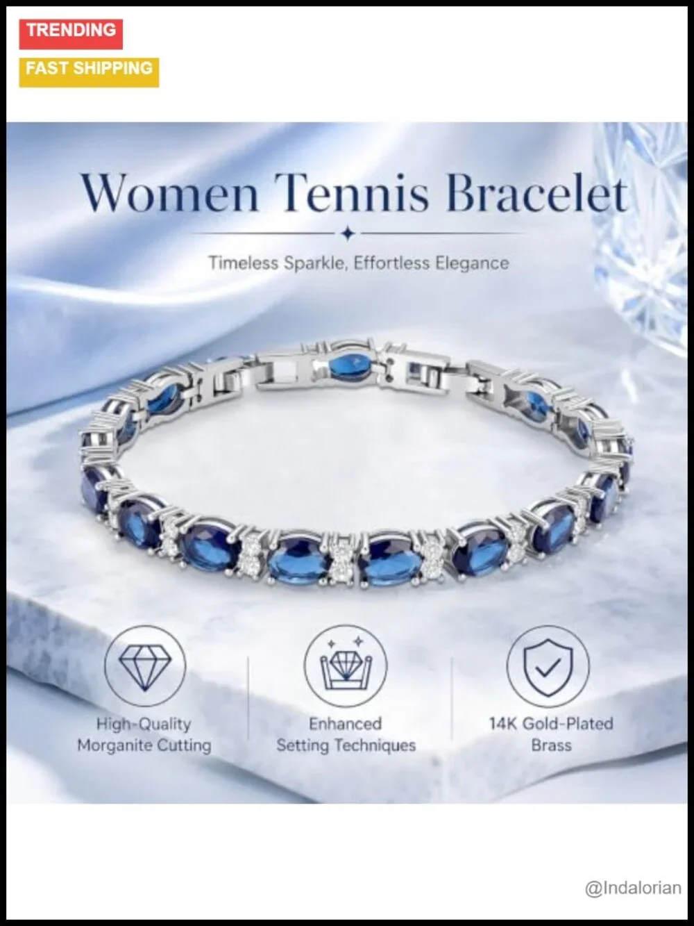 Tennis Bracelet with Oval Cubic Zirconia Adjustable Silver Tone